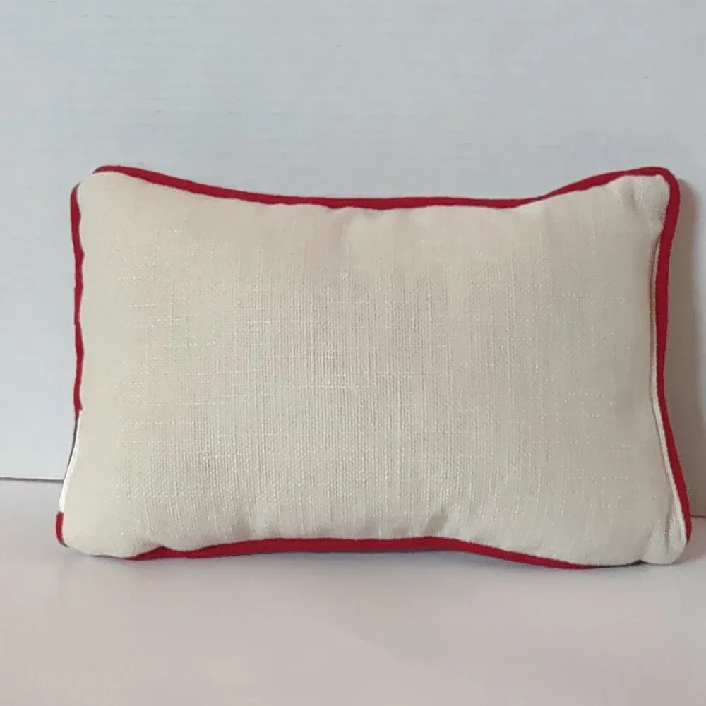 JOY Home Decorative Christmas Pillow Burlap Sweater Holly Applique Accents